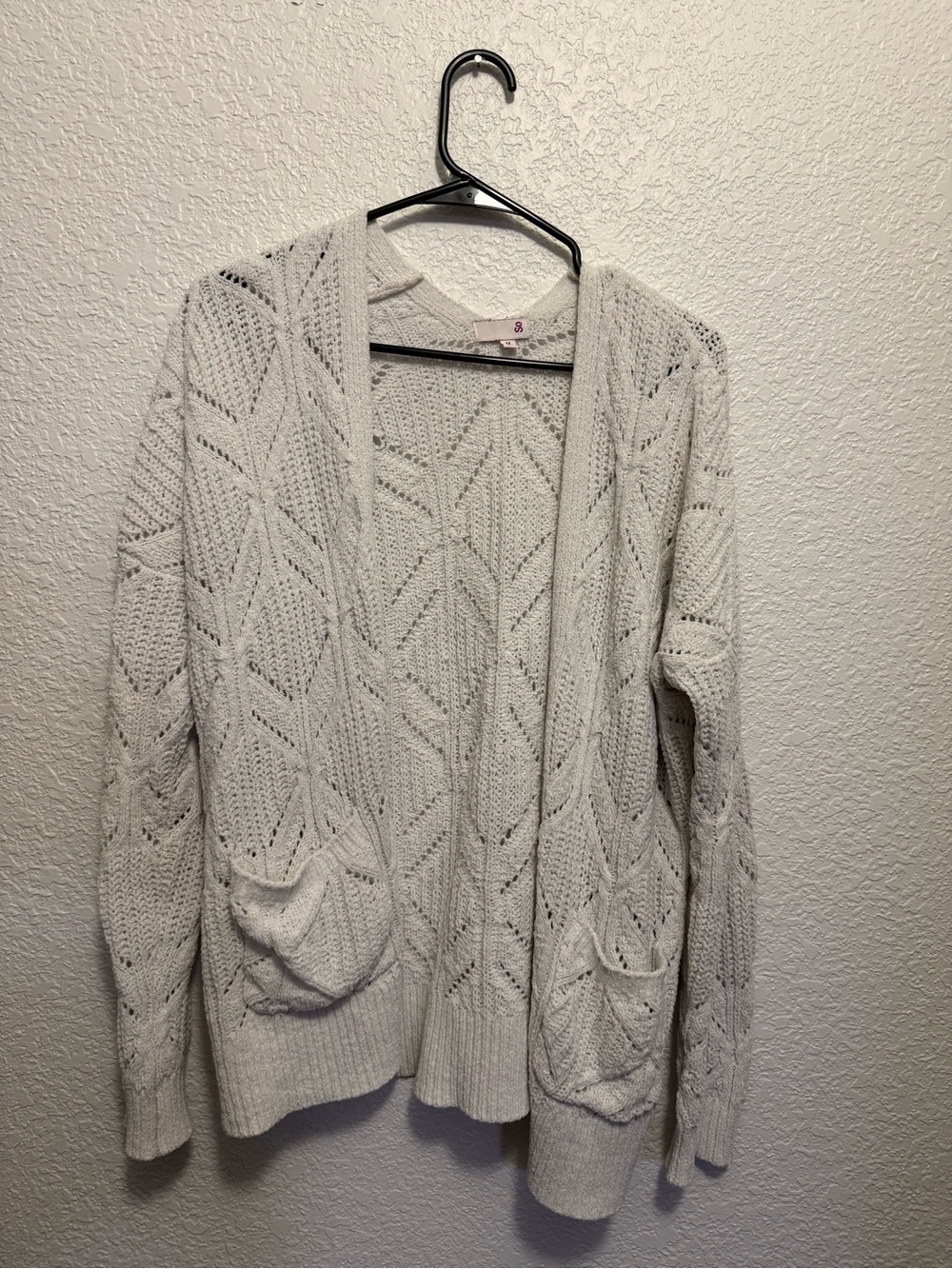 SO Cream Open-Front Knit Cardigan with Pockets